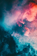 Wall Mural - vertical abstract colorful smoke swirling against a black background.