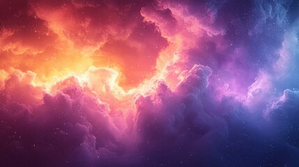 Poster - Colorful clouds of gas and dust swirl in a nebula, glowing with shades of orange and purple against a backdrop of stars, showcasing the beauty of the universe