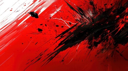 Leinwandbilder - Intense abstract artwork expressing anger through chaotic red and black splashes and energetic strokes Generative AI