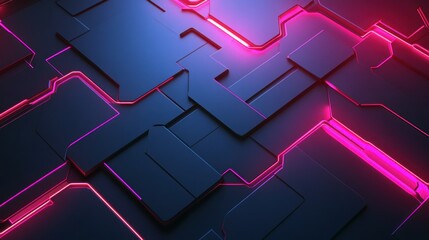 Wall Mural - modern textured steel background with glowing neon circuit lines across the surface wallpaper ai gen