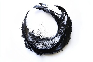 Wall Mural - a striking circular swirl of black paint creates a contrast against a white background. this image e