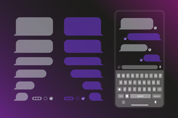 Message bubbles template for creating dialogues on white background. Text template bubbles. Mockup Web messenger interface.