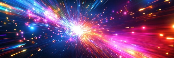 Aufkleber - Dynamic explosion of bright neon colors creating a captivating abstract background with intense movement and energy Generative AI