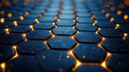 Wall Mural - hexagon grid pattern, abstract, tech, dark