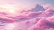 © Kenny Parker - A magical soft pink bubble cloud world with a smooth undulating mountain under a clear peaceful sky