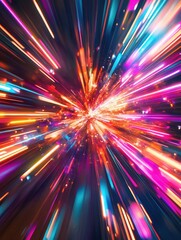 Aufkleber - Bright neon explosion with dynamic movement and vivid colors creating a sense of surprise and excitement Generative AI
