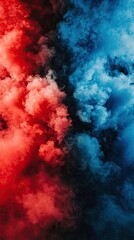 Wall Mural - red and blue smoke swirls, abstract art, dark background, design element (1)