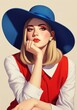© Aliaksandr Barouski - Stylish woman in a blue hat and red dress, showcasing elegance and charm