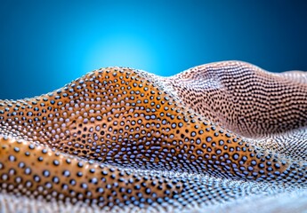 Dotted surface waves on gradient backdrop. Abstract macro detail. Backdrop for presentations