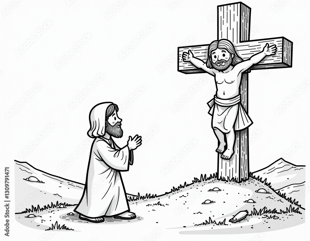 Jesus Christ on the Cross, Biblical Illustration Stock Illustration ...