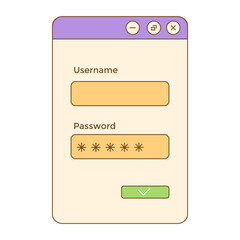 Retro Password UI Clipart