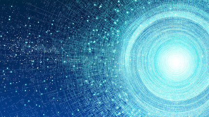 Wall Mural - cosmic portal: an abstract digital rendering of a luminescent blue portal, swirling with intricate n