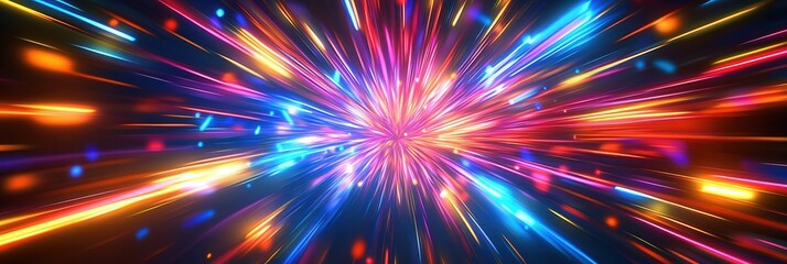 Aufkleber - Vibrant abstract background showcasing bright neon colors and dynamic movement creating an exhilarating visual experience Generative AI