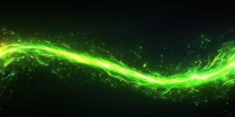 Wall Mural - captivating green energy wave with sparkling particle effects in a dynamic design