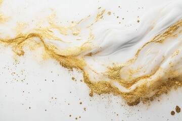 Aufkleber - Elegant luxury with golden accents on smooth white marble texture featuring subtle golden dust highlighting premium minimalism