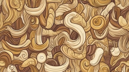 Wall Mural - Abstract swirling beige and brown pattern