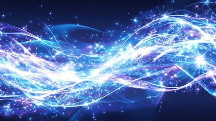 Canvas Print - Flowing energy trails, light particles swirling in dark space, creating bright, mesmerizing background