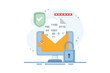 © FAHMI  - Email password encryption message concept, secure chat and secret message, security and protection for communication, protective padlock notification number for website. flat vector illustration.