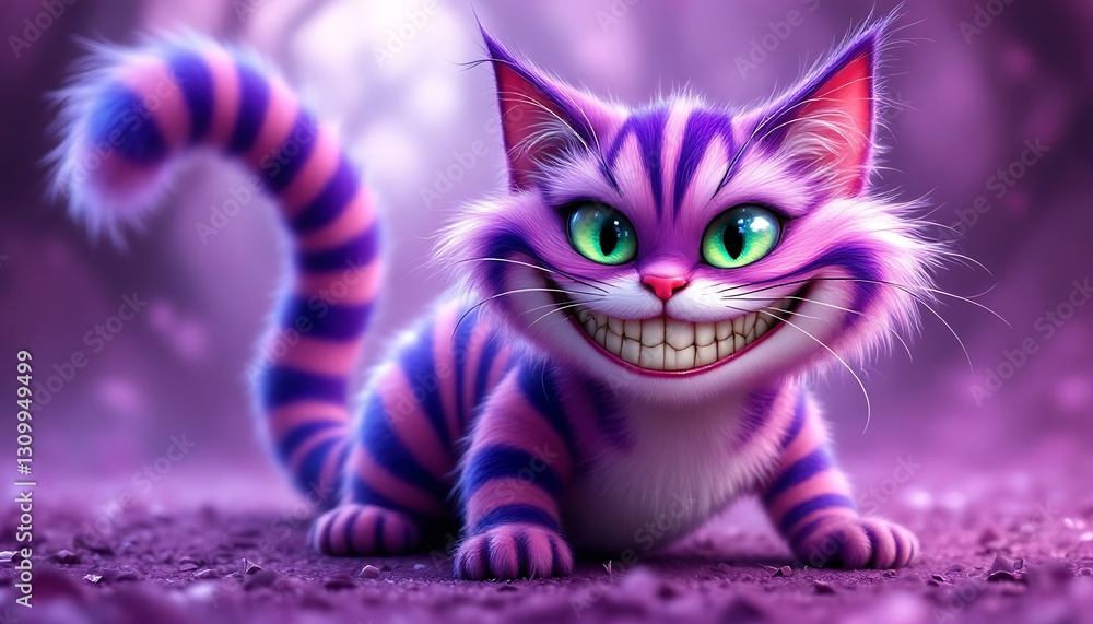 Cheshire Cat Digital Art: A whimsical, vibrant depiction of Lewis