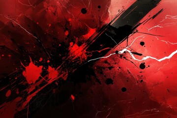 Leinwandbilder - Fiery chaos bursts with sharp red and black shades, conveying pure energy and explosive anger during an intense moment Generative AI