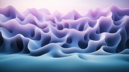 Wall Mural - Abstract Purple Blue Wave Landscape, Digital Art, Background