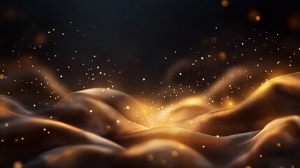Wall Mural - A black background with a golden, glowing, and fuzzy texture