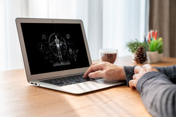 medical science technology and futuristic healthcare virtual computer software analyze human health 