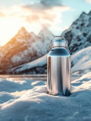 Wall Mural - snowy ground water bottle