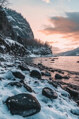 Wall Mural - Rocky Beach in Snow