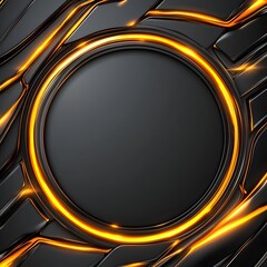 Wall Mural - A futuristic dark metallic background with glowing orange lines creating an eye-catching and modern visual design