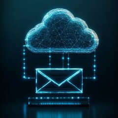 Aufkleber - Secure Cloud Email: A Digital Representation of Data Transfer and Connectivity with a Luminous Design.