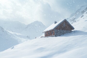 Wall Mural - snowy mountain cabin