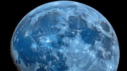 Wall Mural - Blue Moon Close-up, Space, Crater Detail, Night Sky, Astronomy