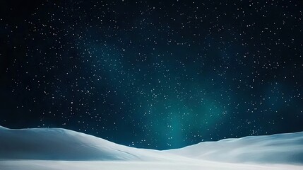 Wall Mural -   A snowy landscape painting with stars and the moon shining brightly above the snow-covered ground