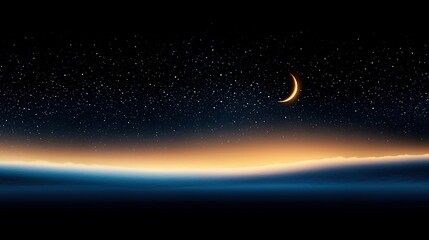 Wall Mural - night sky with half moon & stars