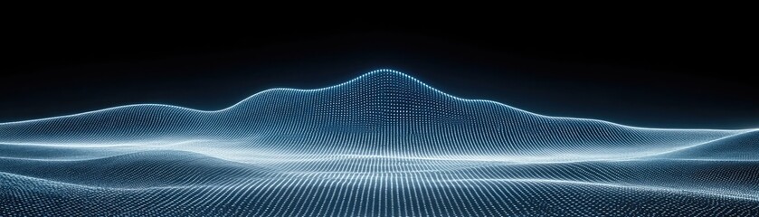 Poster - digital landscape showing mountain peak for computer, network and future tech design