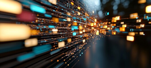 Conceptual 3D illustration render of global coding of information technology IOT big data cloud computing connectivity