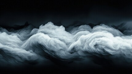 Wall Mural - a b&w image of majestic mountains shrouded in mist, set against an ominous twilight