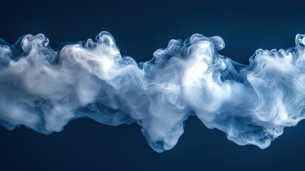 ethereal wisps: abstract cloud of white smoke against deep blue backdrop
