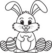 © Pritam - Cute black and white Easter bunny with eggs coloring pages silhouette