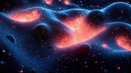 glowing cosmic landscape, nebula, space, particles, background, digital art, science fiction, textur