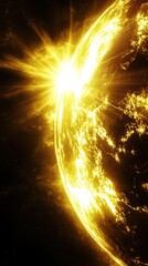 Wall Mural - golden earth rising in space
