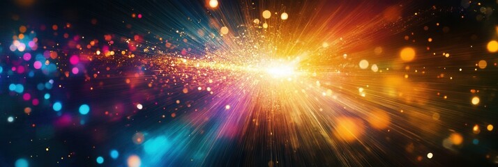 Aufkleber - Vibrant beams of light break through darkness creating an inspiring abstract atmosphere of color and energy Generative AI