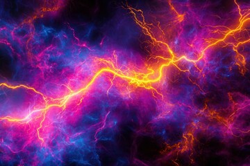 Fototapete - Dynamic bursts of bright neon colors create a striking abstract background full of energy and movement Generative AI