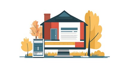 Website Design Home. Trees on White
