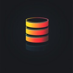 Fototapete - 3D Render of Cylindrical Data Storage with Reflective Base on a Dark Background, Elegant and Modern Style.