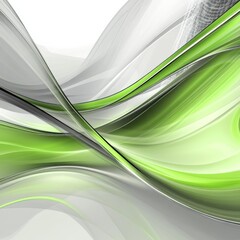 Aufkleber - Abstract Green and Grey Waves: A Modern and Dynamic Design with Smooth Lines and a Fluid Composition for Contemporary Applications.