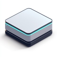 Poster - Sleek White and Gray Modern Device with Cyan Accents: An Isometric View of Contemporary Technology