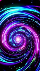 Wall Mural - Experience a mesmerizing swirling vortex featuring vibrant neon colors that captivates the viewer. Ideal for digital art, web design, and creative projects.