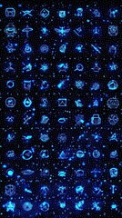 Wall Mural - abstract futuristic icons on dark background, possible use for technology or science concept